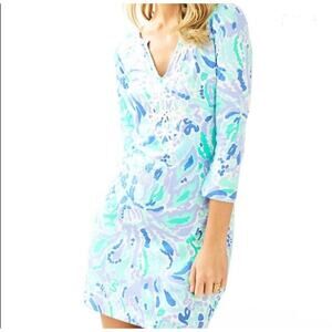 Lilly Pulitzer Marina Shift Dress Size XS Tunic Pima Cotton Embroidered Womens